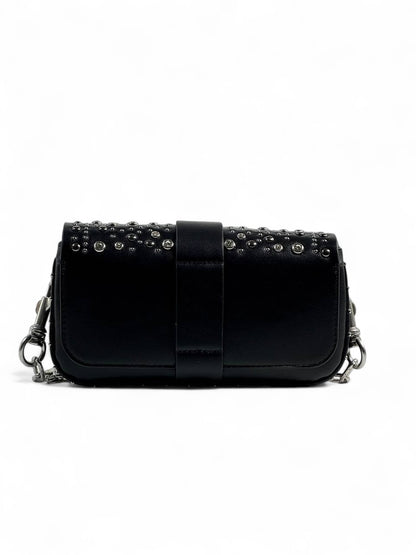 Zadig & Voltaire Black Studded Leather Bag 🖤🔥 | Silver Chain Strap – With Box 📦