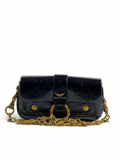 Zadig & Voltaire Black Leather Bag 🖤✨ | Gold Chain Strap – With Box 📦