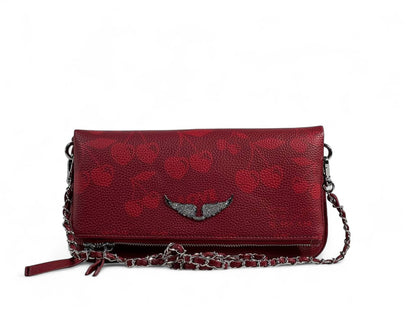Zadig & Voltaire Red Cherry Print Bag 🍒✨ | Silver Chain Strap – With Box 📦
