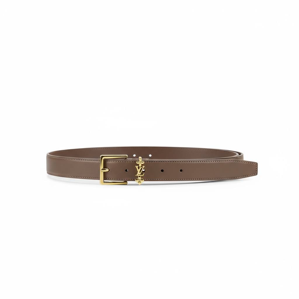 Louis Vuitton Brown Leather Belt 🤎✨ | Gold LV Buckle – With Box 📦