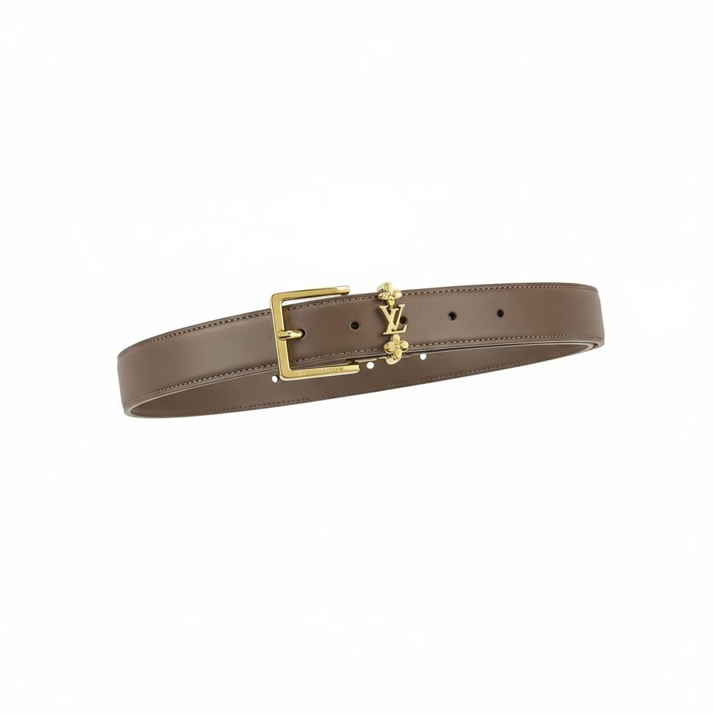 Louis Vuitton Brown Leather Belt 🤎✨ | Gold LV Buckle – With Box 📦