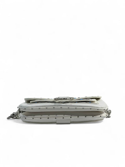 Zadig & Voltaire White Studded Shoulder Bag – Silver Chain & Blue Accents