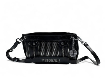 Zadig & Voltaire Black Studded Shoulder Bag 🖤✨ | Rock-Chic Crossbody with Logo Strap