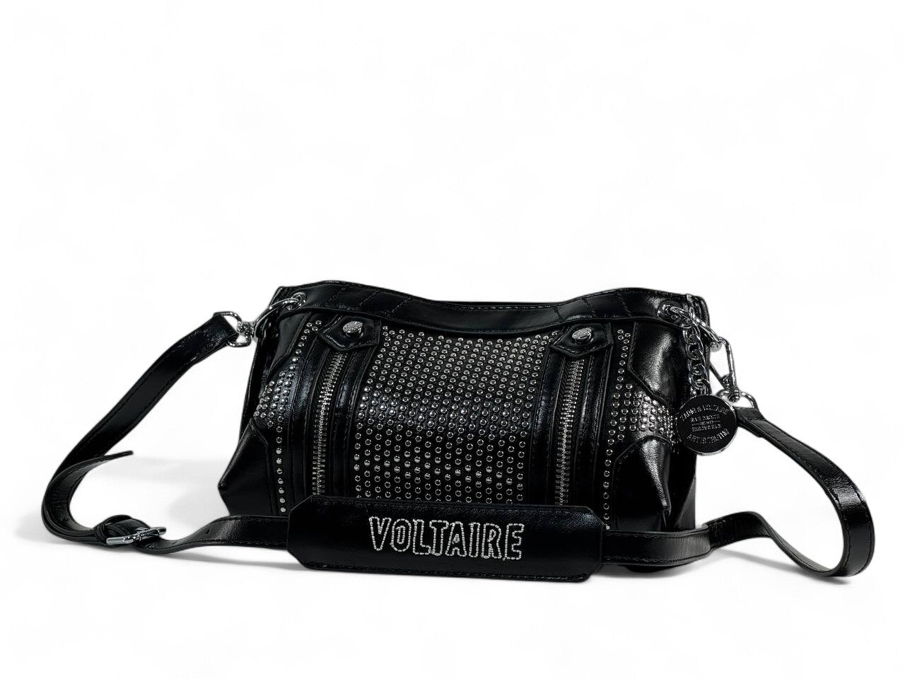 Zadig & Voltaire Black Studded Shoulder Bag 🖤✨ | Rock-Chic Crossbody with Logo Strap