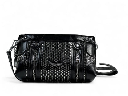 Zadig & Voltaire Black Studded Shoulder Bag 🖤✨ | Rock-Chic Crossbody with Logo Strap