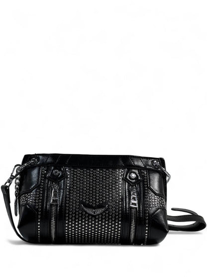 Zadig & Voltaire Black Studded Shoulder Bag 🖤✨ | Rock-Chic Crossbody with Logo Strap