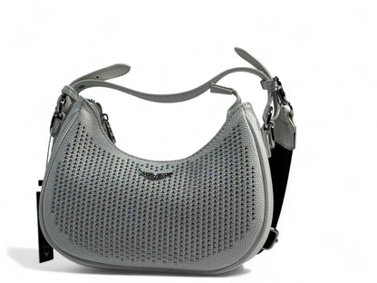 Zadig & Voltaire White Crystal Studded Shoulder Bag ✨🖤 | Elegant Crossbody with Logo Strap