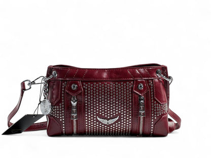 Zadig & Voltaire Burgundy Studded Crossbody Bag ❤️🔥 | Rock-Chic Shoulder Bag
