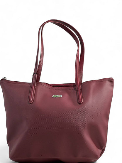 🍷 Lacoste Medium Tote Bag – Deep Burgundy | Timeless Elegance 🐊✨