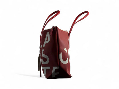 🔥 Lacoste Red Logo Print Tote Bag – Medium | Sporty Chic 🐊👜