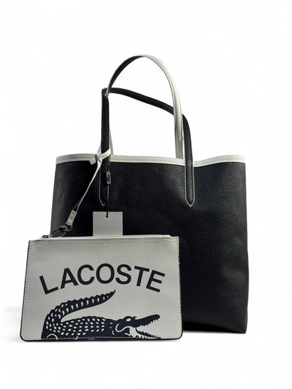 Lacoste Double-Face Large Tote Bag 🖤🤍 — Reversible with Logo Pouch | Premium Chic Style