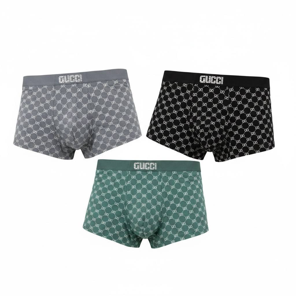 Gucci Monogram 3-Pack Boxer Briefs ✨ Luxury Printed Men’s Underwear Set