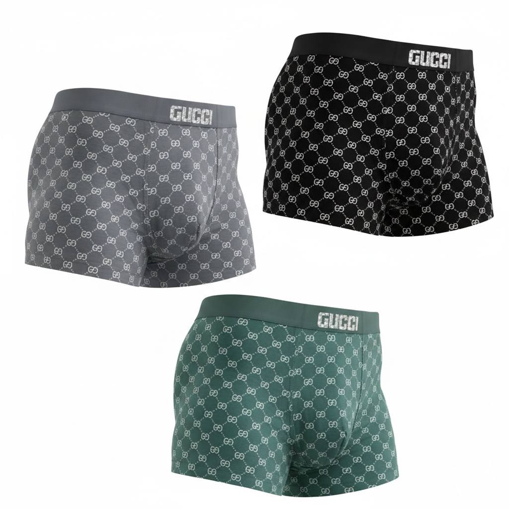 Gucci Monogram 3-Pack Boxer Briefs ✨ Luxury Printed Men’s Underwear Set