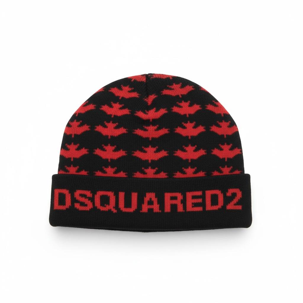 🧢 DSQUARED2 Maple Leaf Knit Beanie – Bold Iconic Winter Statement 🍁❄️