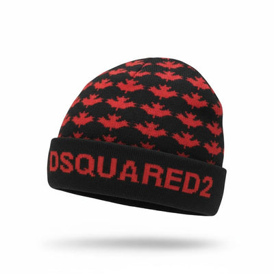 🧢 DSQUARED2 Maple Leaf Knit Beanie – Bold Iconic Winter Statement 🍁❄️