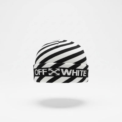 🖤 OFF-WHITE Diagonal Stripe Knit Beanie – Iconic Street Luxury ❄️