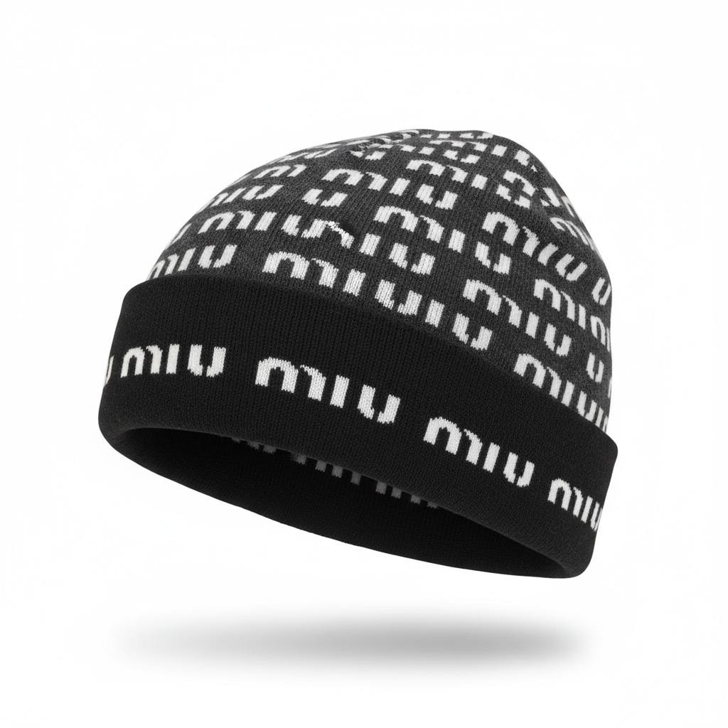 🖤 MIU MIU Repeated Logo Knit Beanie – Modern Iconic Winter Style ❄️