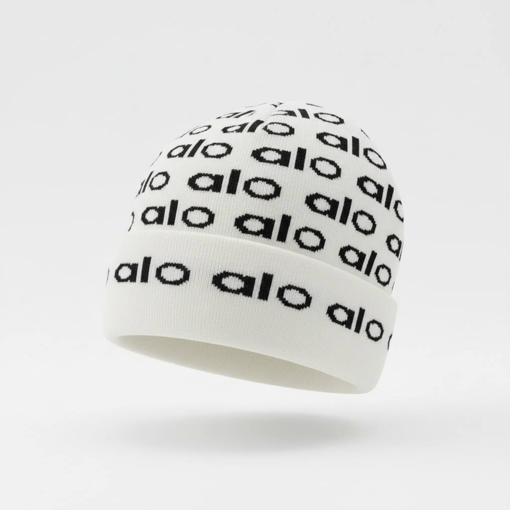 🤍 ALO Repeated Logo Knit Beanie – Clean Minimal Winter Luxury ❄️