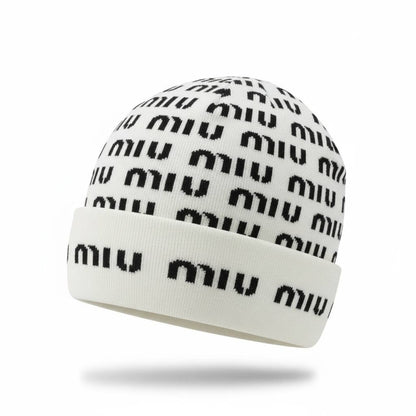 🤍 MIU MIU Repeated Logo Knit Beanie – Clean Luxury Winter Essential ❄️