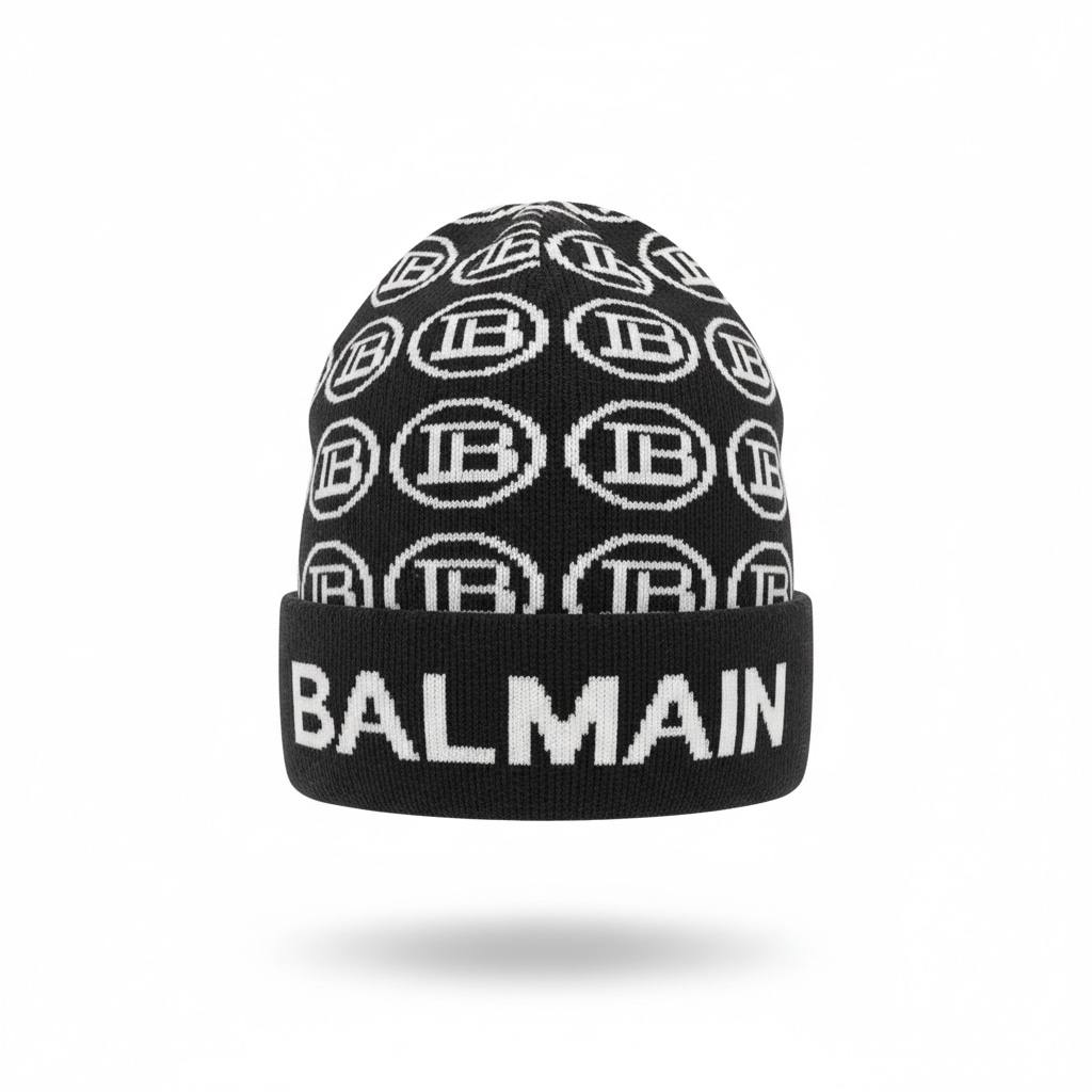 🖤 BALMAIN Monogram Knit Beanie – Bold Luxury Winter Statement ❄️