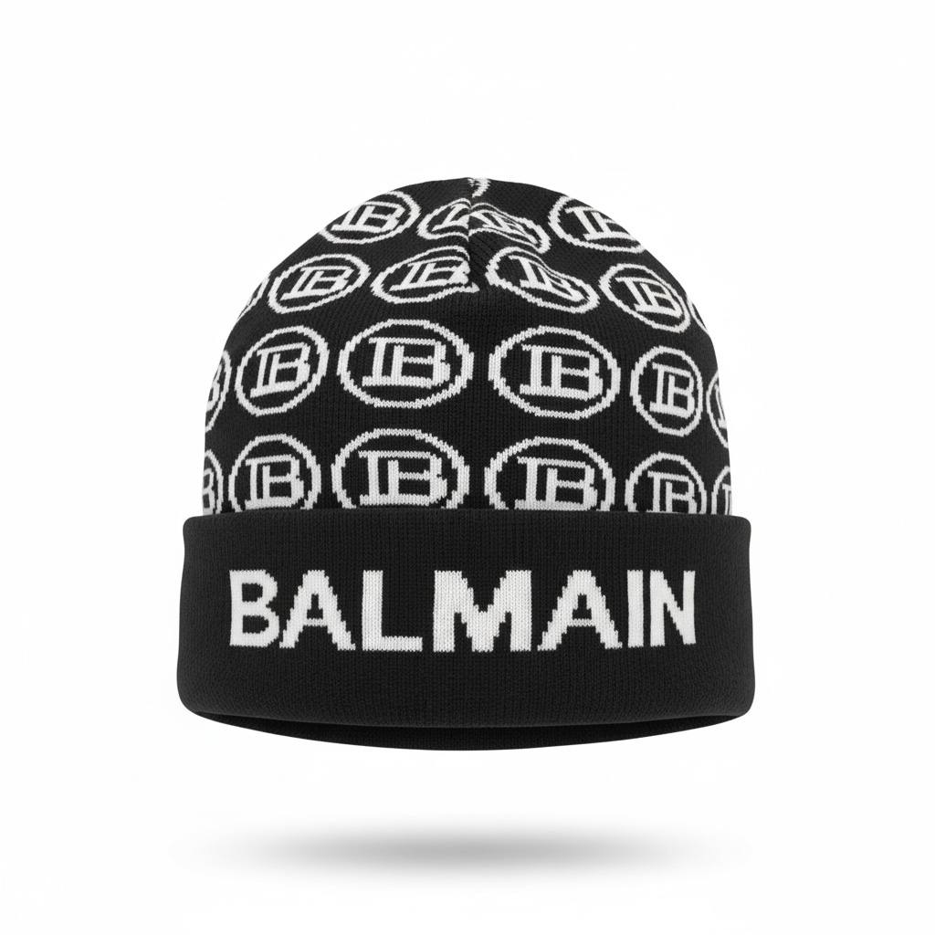 🖤 BALMAIN Monogram Knit Beanie – Bold Luxury Winter Statement ❄️