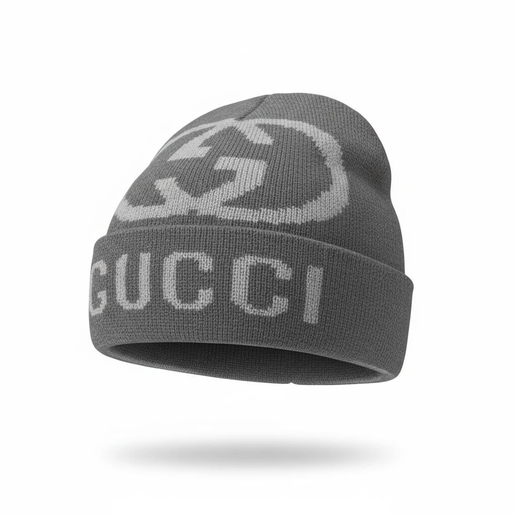 🩶 GUCCI GG Logo Knit Beanie – Refined Winter Luxury ❄️