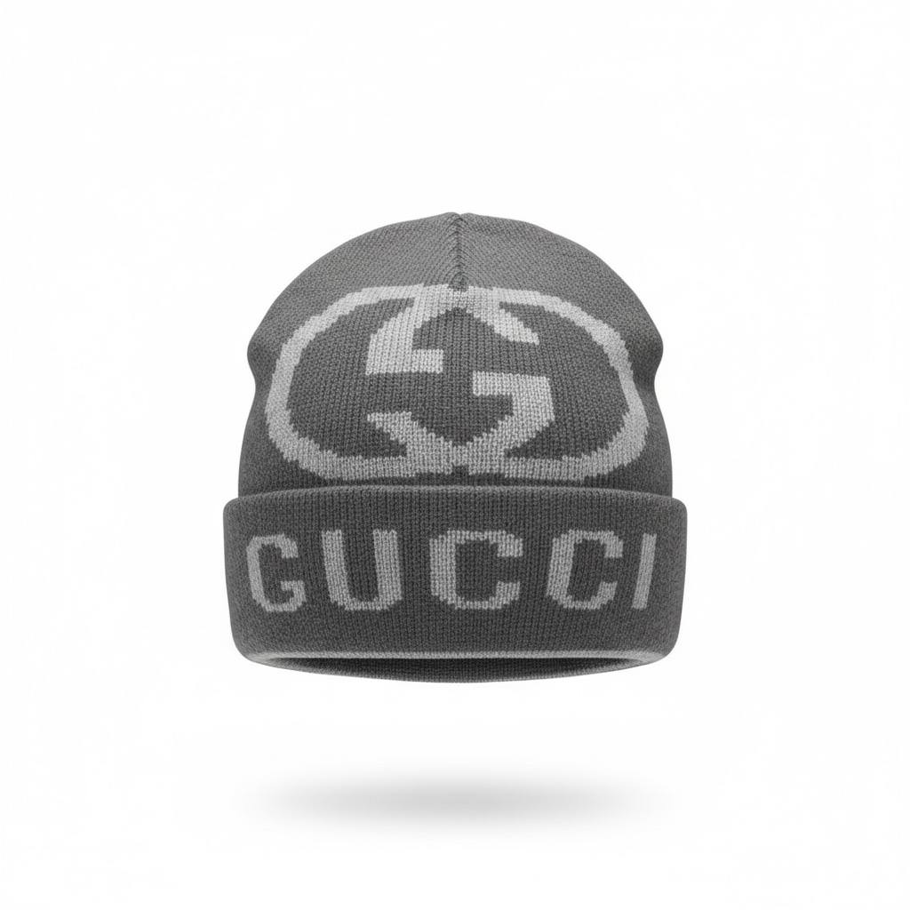 🩶 GUCCI GG Logo Knit Beanie – Refined Winter Luxury ❄️