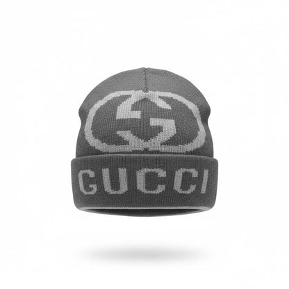 🩶 GUCCI GG Logo Knit Beanie – Refined Winter Luxury ❄️