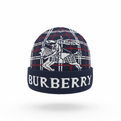 🔵 BURBERRY Knight Check Knit Beanie – British Heritage Winter Luxury ❄️