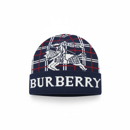 🔵 BURBERRY Knight Check Knit Beanie – British Heritage Winter Luxury ❄️