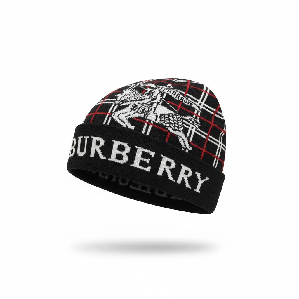 🖤 BURBERRY Knight Check Knit Beanie – Bold British Winter Statement ❄️