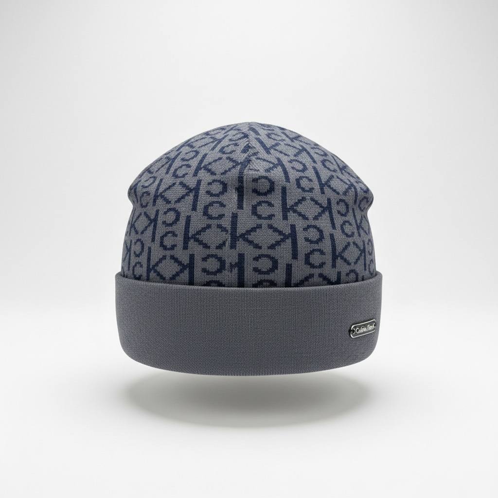 🩶 Calvin Klein Monogram Knit Beanie – Modern Minimal Luxury ❄️