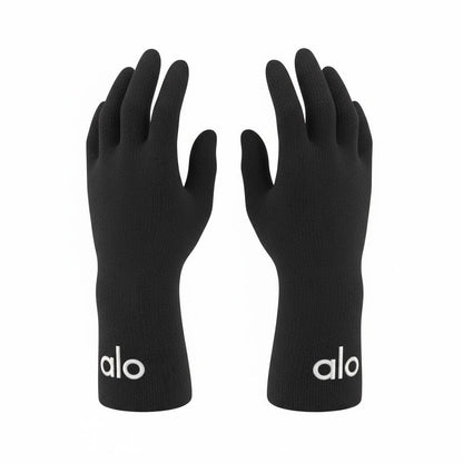 🖤 Alo Black Winter Knit Set – Beanie, Scarf & Gloves Premium Edition ❄️