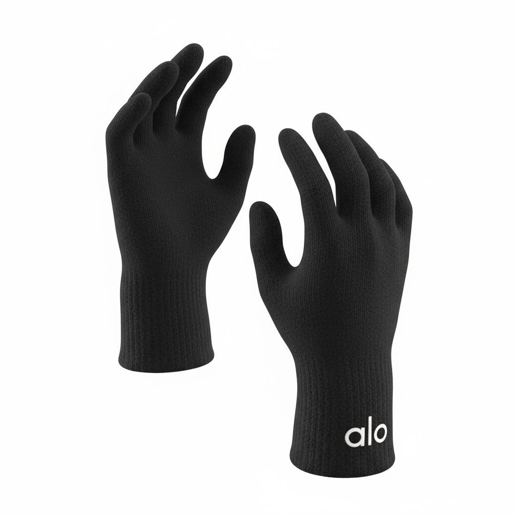 🖤 Alo Black Winter Knit Set – Beanie, Scarf & Gloves Premium Edition ❄️