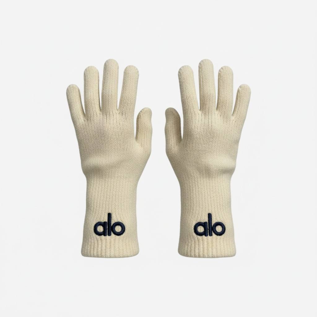 🤍 Alo Cream Winter Knit Set – Beanie, Scarf & Gloves Minimal Luxury ❄️