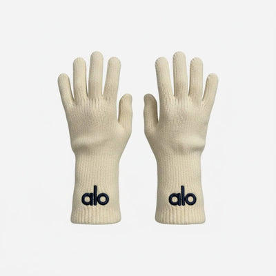 🤍 Alo Cream Winter Knit Set – Beanie, Scarf & Gloves Minimal Luxury ❄️