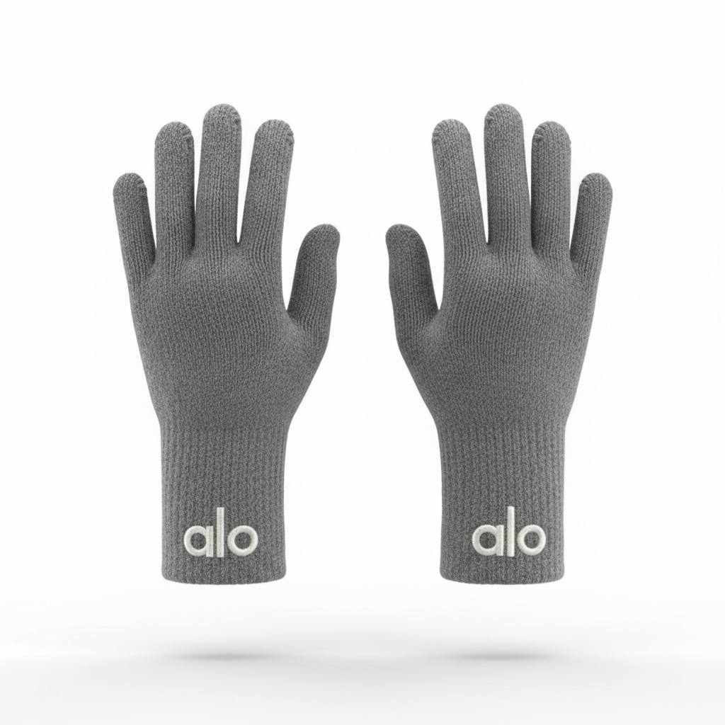 🩶 Alo Grey Winter Knit Set – Beanie, Scarf & Gloves Minimal Comfort ❄️