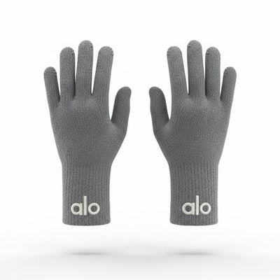 🩶 Alo Grey Winter Knit Set – Beanie, Scarf & Gloves Minimal Comfort ❄️