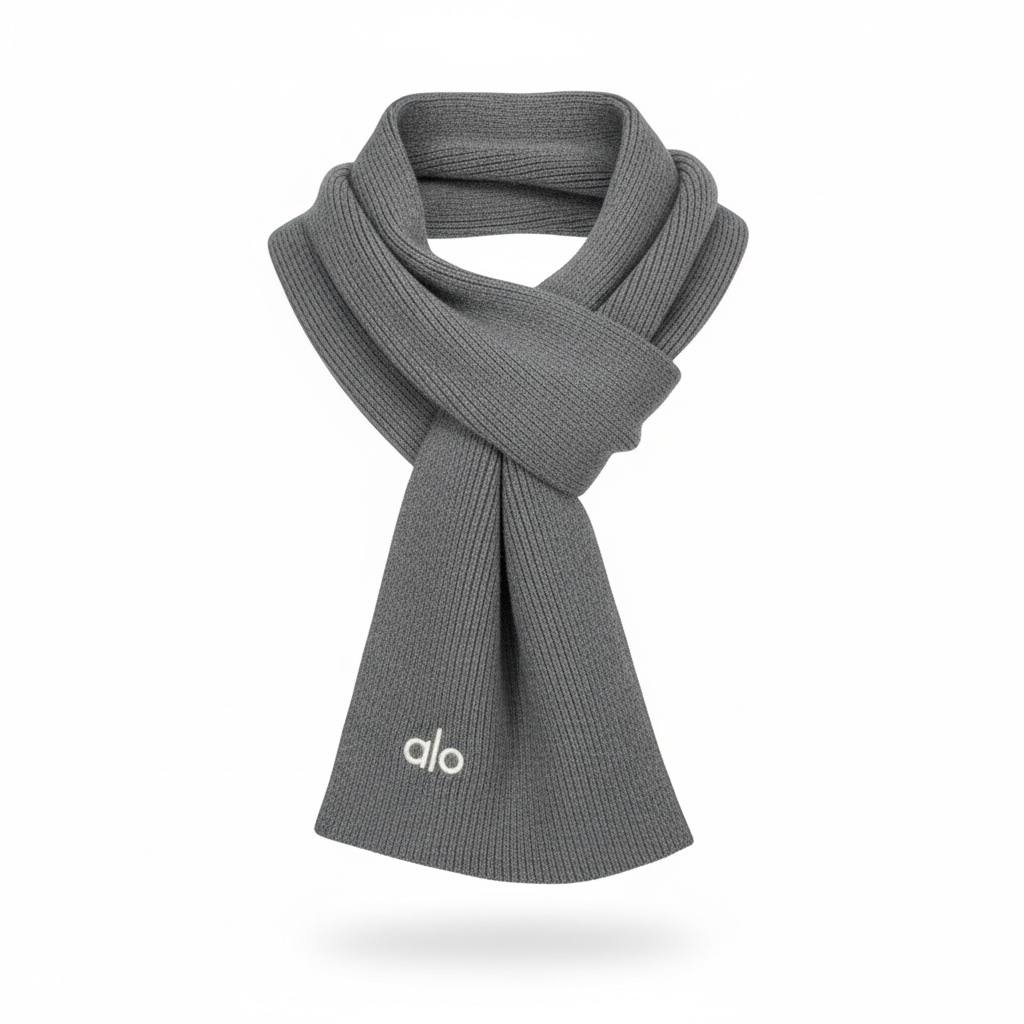 🩶 Alo Grey Winter Knit Set – Beanie, Scarf & Gloves Minimal Comfort ❄️