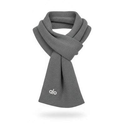 🩶 Alo Grey Winter Knit Set – Beanie, Scarf & Gloves Minimal Comfort ❄️