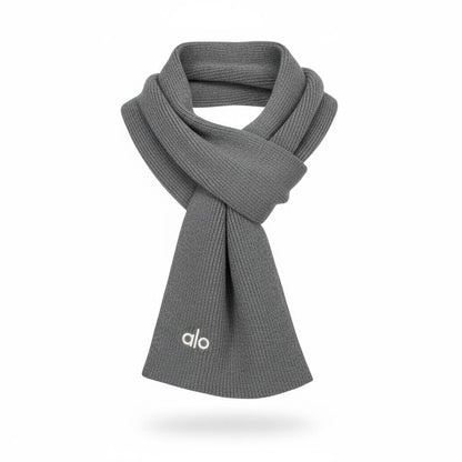 🩶 Alo Grey Winter Knit Set – Beanie, Scarf & Gloves Minimal Comfort ❄️