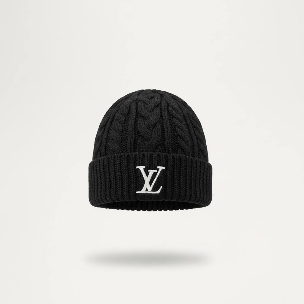 🖤 Louis Vuitton Black Winter Knit Set – Beanie & Scarf Iconic Luxury ❄️