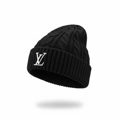 🖤 Louis Vuitton Black Winter Knit Set – Beanie & Scarf Iconic Luxury ❄️