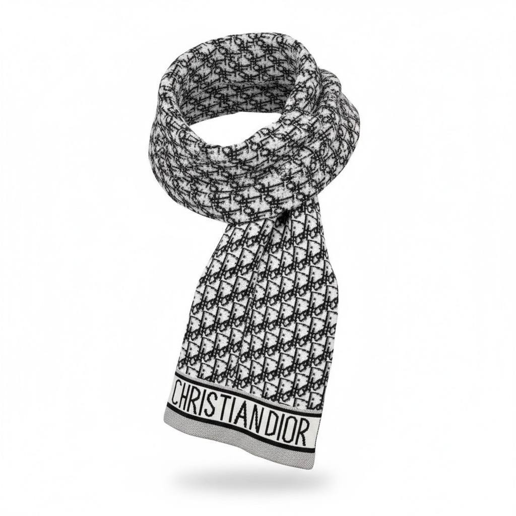 🖤 Christian Dior Oblique Knit Scarf – Timeless Parisian Elegance ❄️