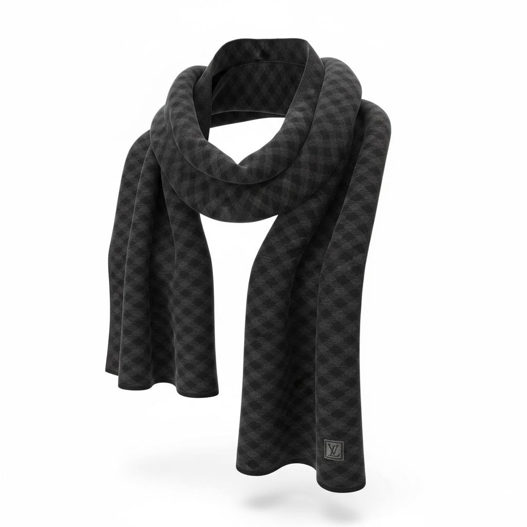 🖤 Louis Vuitton Black Monogram Knit Scarf – Timeless Winter Elegance ❄️