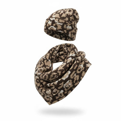 🐆 Bowlow Leopard Knit Beanie & Scarf Set