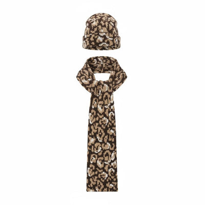 🐆 Bowlow Leopard Knit Beanie & Scarf Set