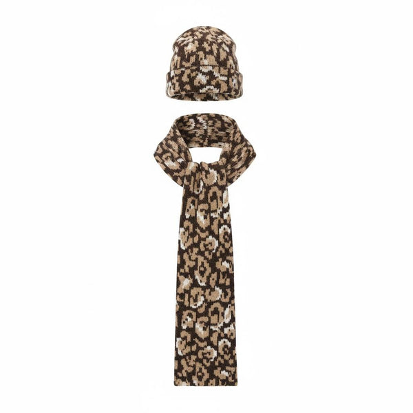 🐆 Bowlow Leopard Knit Beanie & Scarf Set