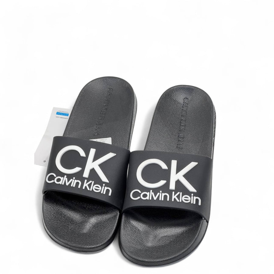 Calvin Klein CK Logo Slides — Black