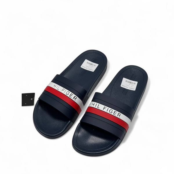 Tommy Hilfiger Sliders – Navy Blue with Signature Stripe